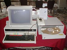 A BBC Master computer, laserdisc and player on exhibition