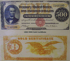 1882 Lincoln $500 gold certificate
