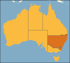 Map of Australia with  New South Wales highlighted