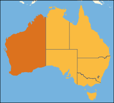 Map of Australia with  Western Australia highlighted