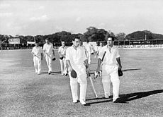 Vinoo Mankad and Pankaj Roy after record breaking opening stand 1956.jpg