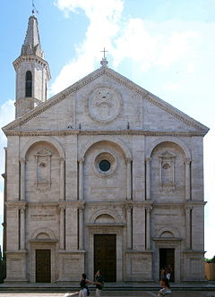 Façade of the Cathedral of Pienza.