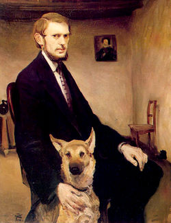 Self-portrait with Dog by Miroslav Kraljević