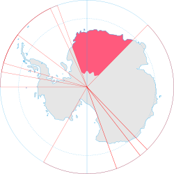 Location of  Queen Maud Land  (dark pink)on Antarctica  (grey)