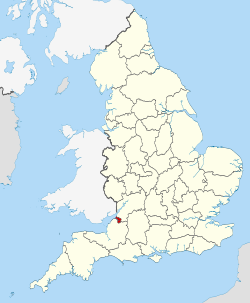 A map showing the location of Bristol in England.