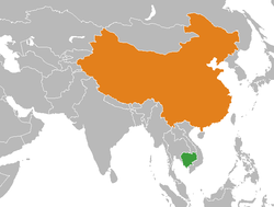 Map indicating locations of Cambodia and People's Republic of China