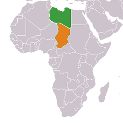 Map indicating locations of Chad and Libya