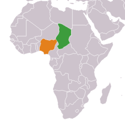 Map indicating locations of Chad and Nigeria