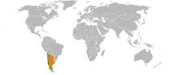 Map indicating locations of Chile and Argentina