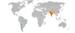 Map indicating locations of Chile and India