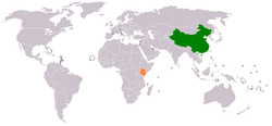 Map indicating locations of China and Kenya