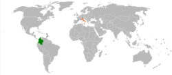 Map indicating locations of Colombia and Italy