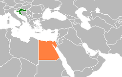 Map indicating locations of Croatia and Egypt