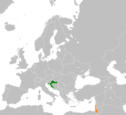 Map indicating locations of Croatia and Israel