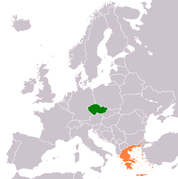 Map indicating locations of Czech Republic and Greece