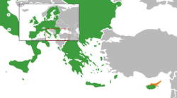 Map indicating locations of the EU and TRNC