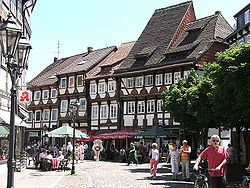 Street with timbered houses in Einbeck
