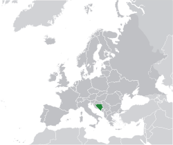 Location of  Bosnia and Herzegovina  (green)in Europe  (dark grey)  —  [Legend]