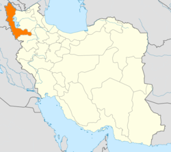 Map of Iran with West Azerbaijan highlighted