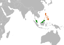Map indicating locations of Malaysia and Philippines