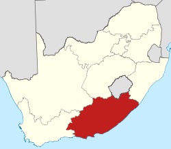 Map showing the location of the Eastern Cape in the southern part of South Africa