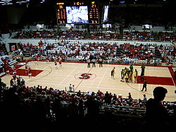 A game between the Stanford Cardinal and USF Dons in November 2005 at Maples Pavilion