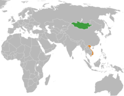Map indicating locations of Mongolia and Vietnam