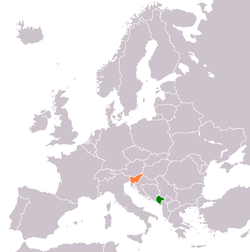 Map indicating locations of Montenegro and Slovenia