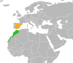 Map indicating locations of Morocco and Spain