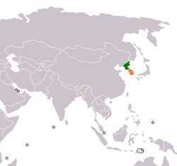 Map indicating locations of North Korea and South Korea