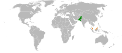 Map indicating locations of Pakistan and Malaysia