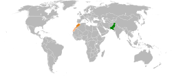 Map indicating locations of Pakistan and Morocco