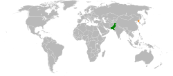Map indicating locations of Pakistan and North Korea