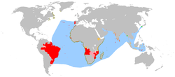 The Portuguese Empire and overseas interests.    Areas which were, at one time, territories of the Portuguese Empire   exploration   areas of influence and trade   claims of sovereignty   trading posts   main sea explorations, routes and areas of influence 
