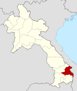 Map showing location of Sekong Province in Laos