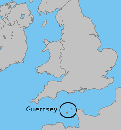 Location of  Guernsey  (Dark Green)