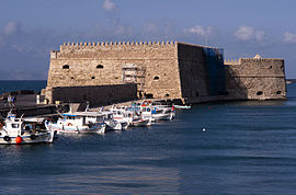 The Venetian fortress of Rocca al Mare (1523–1540) guards the inner harbor of Heraklion.