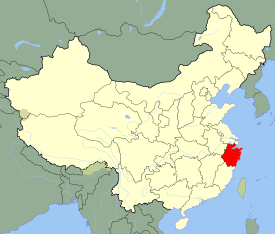 Zhejiang is highlighted on this map