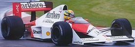 Senna at the wheel of the McLaren MP4/5.