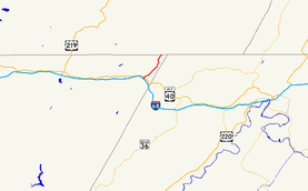 A map of far western Maryland showing major roads.  Maryland Route 546 connects I-68 and US 40 with Finzel.