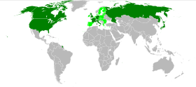 Map of G8 member nations and the European Union