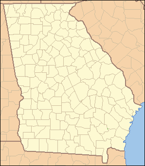 Map showing the location of Ocmulgee National Monument