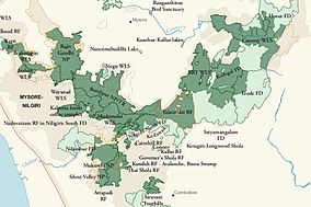 Map showing the location of Nagarhole National Park