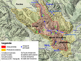 Map showing the location of Parco Nazionale d'Abruzzo, Lazio e Molise