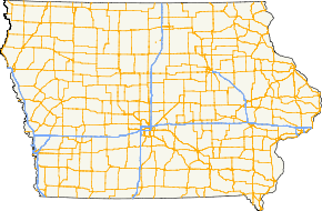 The state of Iowa is served by over 10,000 miles (16,000 km) of primary roads. The roads are spaced out evenly across the state, with clusters of primary roads near population centers.