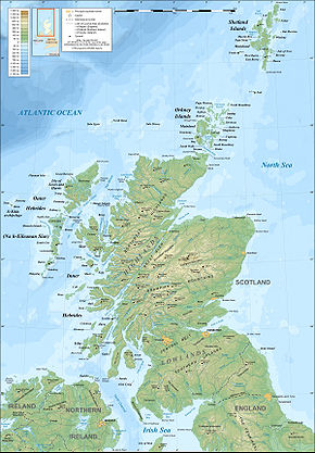 Topographic map of Scotland