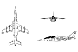 Orthographic projection of the Alpha Jet.