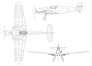 Orthographically projected diagram of the Bf 109 G-6.