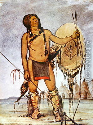 A Comanche warrior by George Catlin, 1835.
