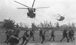 United States Marines deploy at LZ Hotel on 12 April 1975